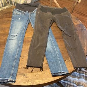 Two pairs of H&M maternity jeans.